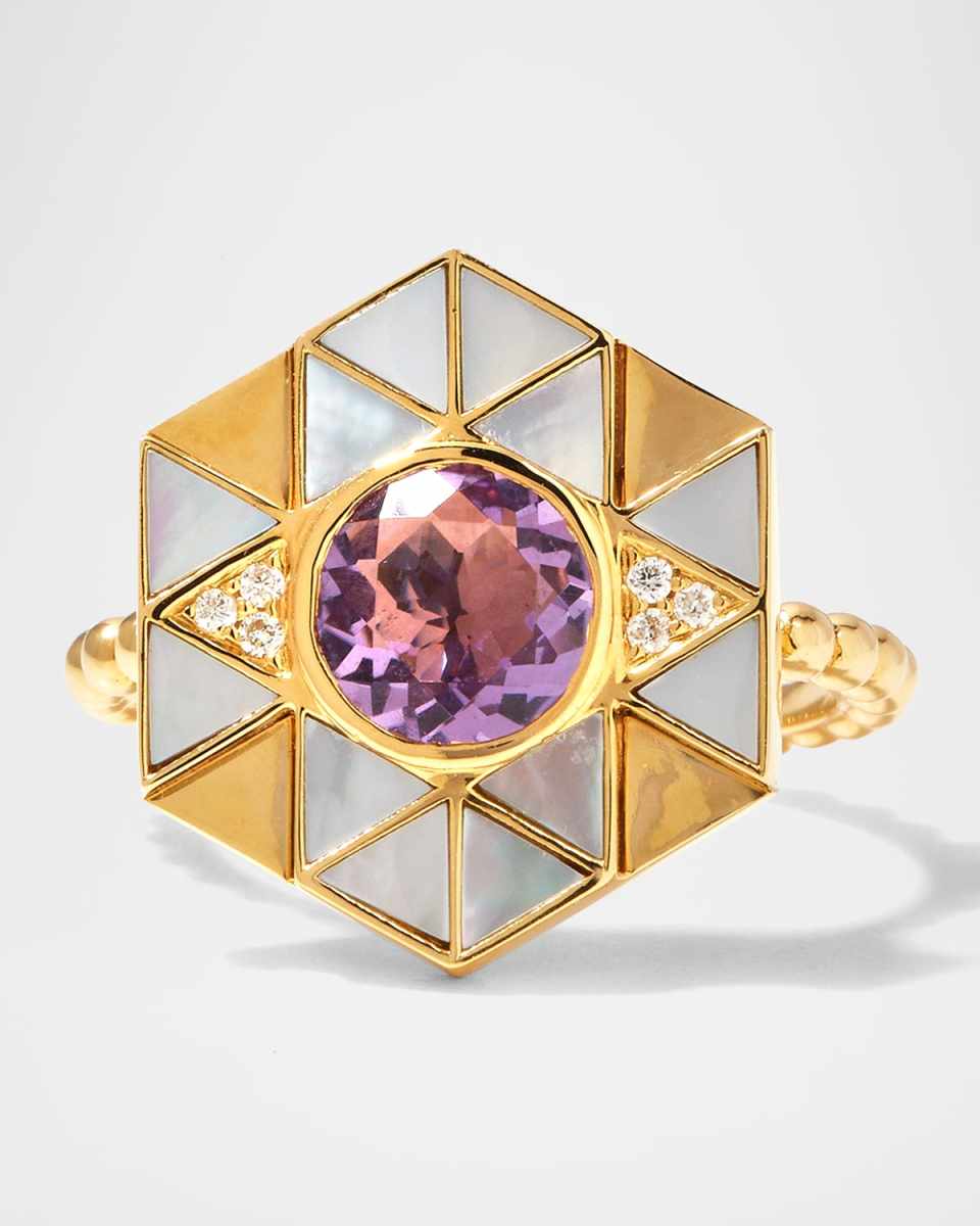 18k Tanzanite Lapis Diamond Evil Eye Ring